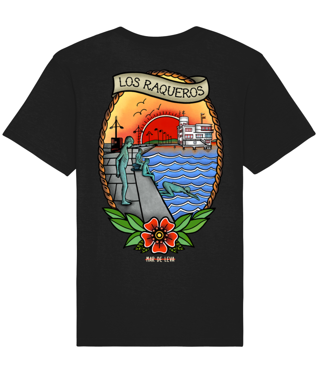 Camiseta Los Raqueros - Pecho y espalda Negro - Mar de Leva